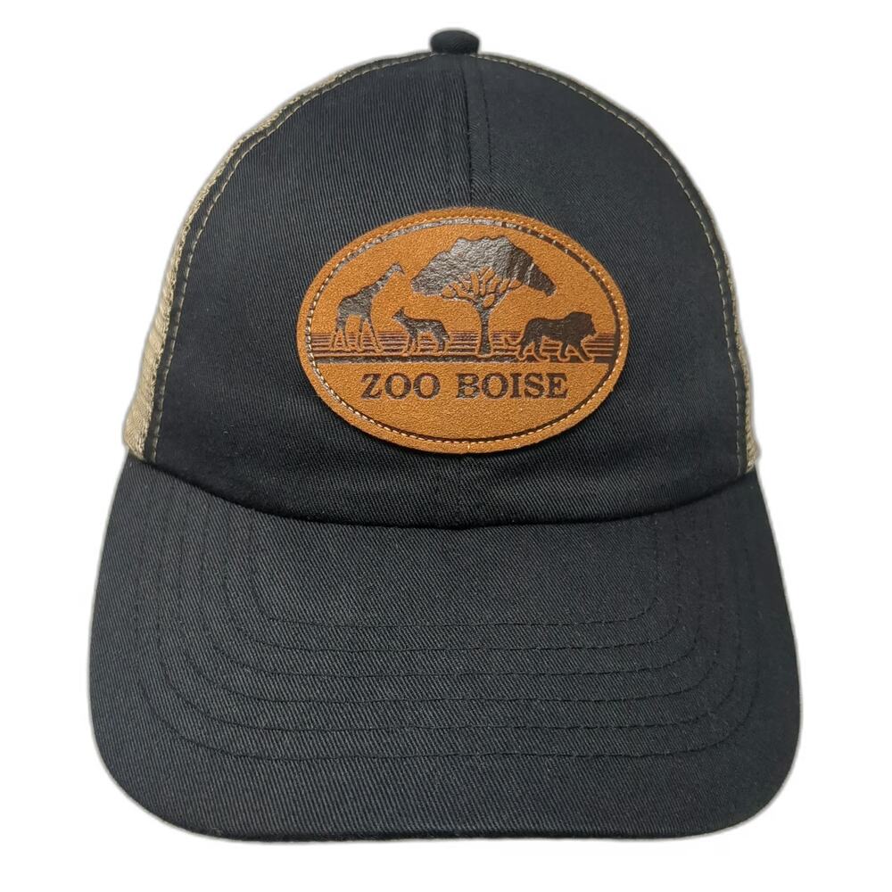 Royal Resortwear Zoo Boise Baseball Cap Black One Size Leather Patch Mesh Hat